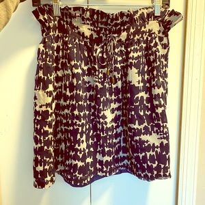 Myne Navy Blue & White Silk Patterned Skirt
